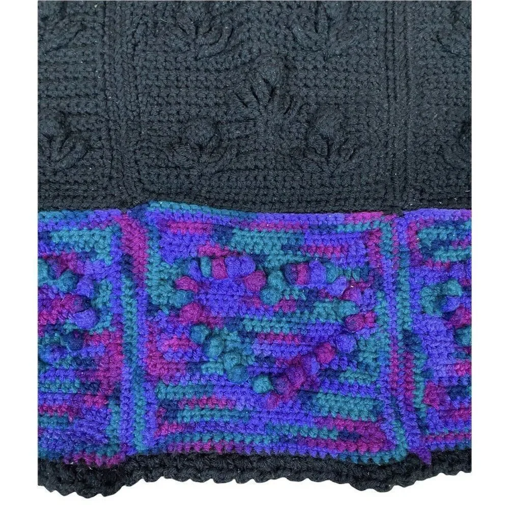 Vtg 90s Nevada Women's Correctional Lap Afghan Blanket 3D Flowers Hearts 45x26